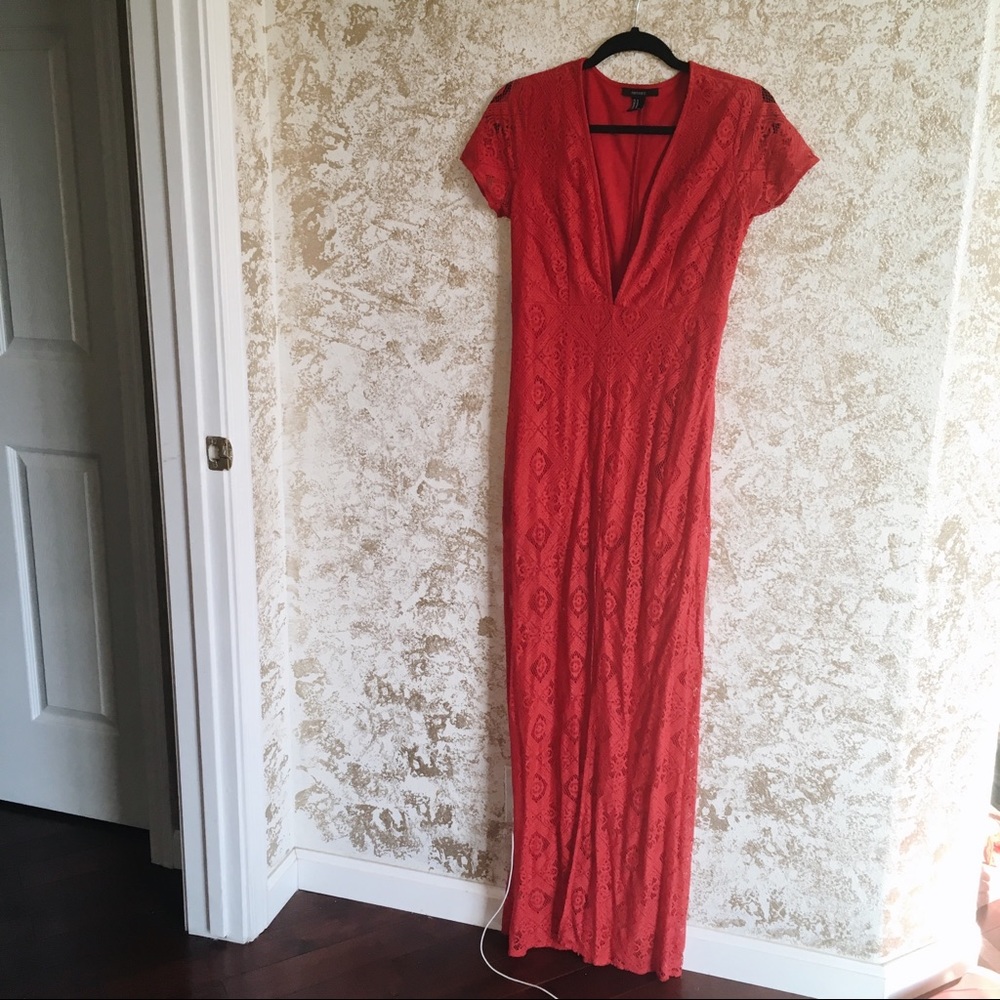 Long open neck dress